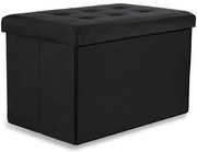 Skladacia lavička s vekom XL zamatová, čierna