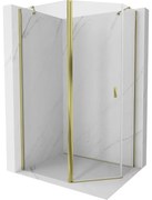 Mexen Mist, päťuholníkový sprchový kút výklopný 90 x 80 cm, číre sklo, zlatý lesklý profil, 8A8-090-080-50-00
