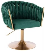 LuxuryForm DESIGN Kreslo NORDEN VELUR na zlatom tanieri - zelené