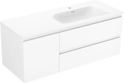 Mexen Orio, kúpeľňová skrinka 120 cm s pravým umývadlom Vela, 2S, 1D, biela matná, 91A13-12047-3-BBFFFF01-W23P01