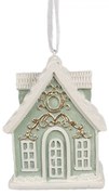 Zelená závesná vianočná ozdoba perníková chalúpka Gingerbread - 6*4*8 cm