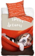 Bavlnené posteľné obliečky šteniatko - motív Sweet dreams - 100% bavlna - 70 x 90 cm + 140 x 200 cm