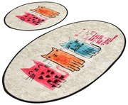 Svetlohnedé kúpeľňové predložky v súprave 2 ks 60x100 cm Baby Cats – Foutastic