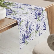 Biante Dekoračný behúň na stôl PML-082 Vetvičky levandúľ s vázičkami 20x120 cm