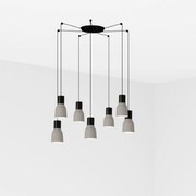 Faro Kombo 120 závesné svietidlo, šedá, industriálna, 7x E27, oceľ