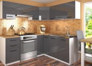 Kuchynská linka Belini 360 cm šedý lesk s pracovnou doskou Lidia Uniqa   INF LIDIAUNIQA/3/WT/S/0/B1