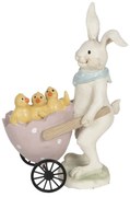 Dekorácia králik s vozíkom a kuriatkami - 11 * 6 * 15 cm