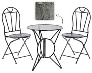 Záhradný set: 2 stoličky a okrúhly stolík - Vintage - čierny
