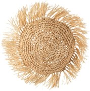 Dekoračný okrúhly vankúšik z prírodnej trávy Raffia natural - 45*15*45 cm