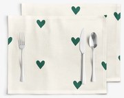 Goldea prestieranie na stôl 100% bavlnené plátno - srdiečka na slonovej kosti - sada 2ks 30 x 40 cm