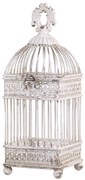 Krémová antik dekoratívna zdobená vtáčia klietka - 12*12*32 cm