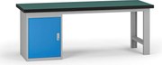 Pracovný stôl do dielne G8, 2100 x 750 x 800 mm, 1x skrinka, modrá