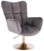LuxuryForm DESIGN Otočné kreslo AURORA VELUR na zlatom tanieri - tmavosivé