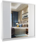 Šatníková skriňa 158cm Belini biely mat s posuvnými dverami a zrkadlom  MV SZP3/2/W/W/W/HI