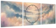 Obraz - Oblaky (s hodinami) (90x30 cm)