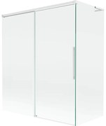 Mexen Rox, L posuvná 2-krídlová vaňová zástena 140 + 70 x 150 cm, 8mm číre sklo, biely profil, 8C9L-140-070-20-00