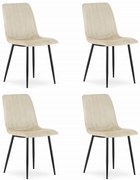 Set 4 kresiel LAVA - béžový zamat / čierne nohy
