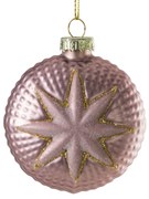 SKLENENÁ VIANOČNÁ BANKA NA STROMČEK SADA 4 KS (FI) 8 CM RÚŽOVÁ