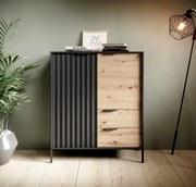 Komoda Rastafa 2D2S (dub artisan + čierna). Akcia -20%. Vlastná spoľahlivá doprava až k Vám domov. 1071378