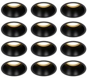 Sada 12 vstavaných bodových svetiel čiernych GU10 70 mm IP44 - Dept