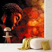 Fototapeta - Budha v červených tónoch (147x102 cm)