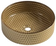 Sapho Sapho, MARAGUA gravírované sklenené umývadlo na dosku Ø 39,5 cm, zlatá, TY214Z