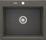 Deante Andante, granitový drez 600x520x210 mm + priestorovo úsporný sifón, 1-komorový, antracitová, ZQN_T103