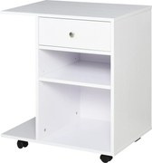 Vinsetto Kancelársky Tlačiarensky Kabinet Multifunkčný Vozík na Kolieskach s 2 Priehradkami, Šuplíkom a Podstavcom pre CPU, Nastaviteľná Polička 60x40