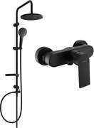 Mexen Erik stenová sprchová súprava s dažďovými tryskami a sprchovou batériou Royo, čierna - 72240205-70