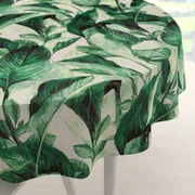 Biante Zamatový okrúhly obrus Tamara TMR-028 Veľké zelené listy Ø 50 cm
