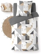 Bielo-sivé obliečky na jednolôžko z mikrovlákna 140x200 cm Trigone – douceur d'intérieur