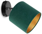 Bodové svietidlo Mediolan, 1x tmavozelené/zlaté textilné tienidlo, (výber z 2 farieb konštrukcie - možnosť polohovania)