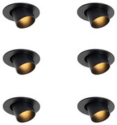 Sada 6 zapustených bodových svetiel čierna GU10 35 mm okrúhle naklápacie - Installa