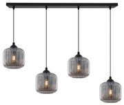 Závesné svietidlo Riffle, 4x grafitové sklenené tienidlo