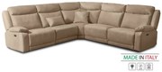 Kožená sedacia súprava CONTINENTAL rohová s funkciou relax, elektrické, cappuccino (cappuccino 313)