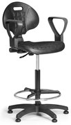 Pracovná stolička PUR - permanentný kontakt, klzáky, čierna