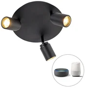 Inteligentné kúpeľňové bodové svetlo čierne IP44 vrátane 3 wifi GU10 - Ducha