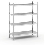 Nerezový policový regál, 1550 x 1200 x 500 mm, 4 police