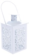 Kovový lampáš na sviečku Saima, biela, 7,5 x 12 x 7,5 cm