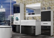 Kúpeľňový nábytok Belini čierny lesk / biely lesk + umývadlo + zrkadlo  ROD P 5/0/W/BW/0/ZW