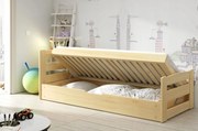 Detská posteľ ERNIE s úložným priestorom 200x90 cm - prírodná borovica
