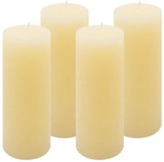 Krémová parafínová sviečka rustikálna 20 cm, 90 h, sada 4 ks
