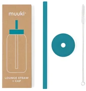 Silikónová slamka s čistiacou kefkou/s viečkom Tahiti Blue – Muuki