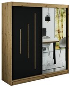 Skriňa Halifax Y2 200 Dub Artisan/čierna/Zrkadlo