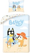 Bavlnené posteľné obliečky Bluey s rodinkou na pláži - 100% bavlna - 70x90 cm + 140x200cm
