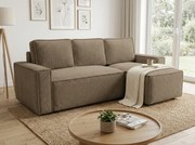 Rozkladacia obojstranná sedacia súprava do L SMART BOUCLE 232x143 cm, tmavobéžová