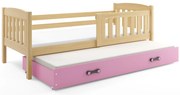 Posteľ s prístelkou KUBO 2 190x90 borovica - ružová