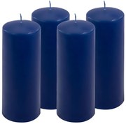 Sada stĺpových sviečok, 20 cm, Ø 7,5 cm, modrá, 4 ks