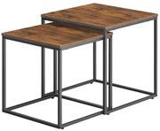Konferenčný stolík štvorcový 2ks - rustikálny / čierne nohy