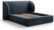 Tmavomodrá čalúnená dvojlôžková posteľ s úložným priestorom s roštom 200x200 cm Miley – Micadoni